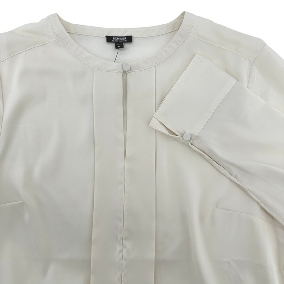 Express Tops - Express Relaxed Portofino Womens Med Cream Pleated Button Blouse NEW‎ W/ TAG!